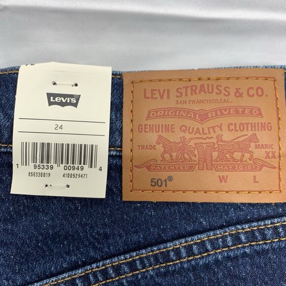Levi's 501 Jean Shorts Women's 24 Cut Off Fray Hem High Rise Button Fly Distress - Picture 6 of 14